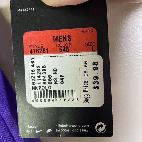 Nike Polo Shirt Mens Large Purple Dri-FIT Golf Athletic Performance 476281-546 - Picture 6 of 7